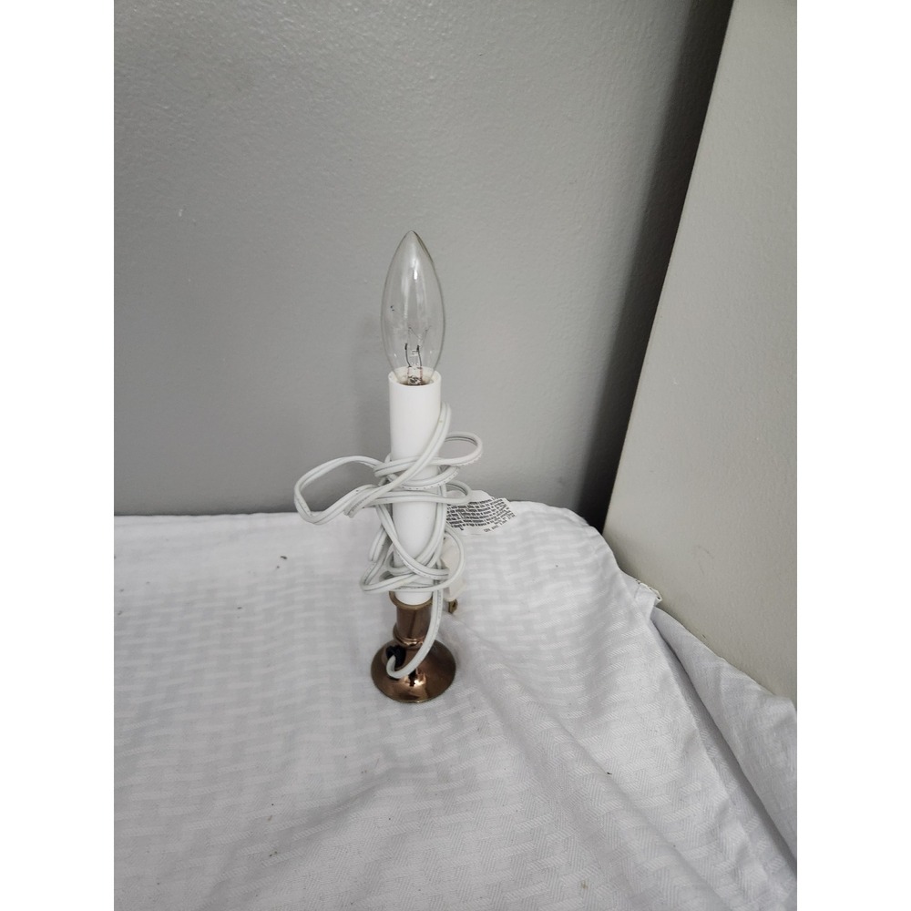 Electric‎ Window Candle Lamp Brass Base White Taper Christmas Holiday Decor